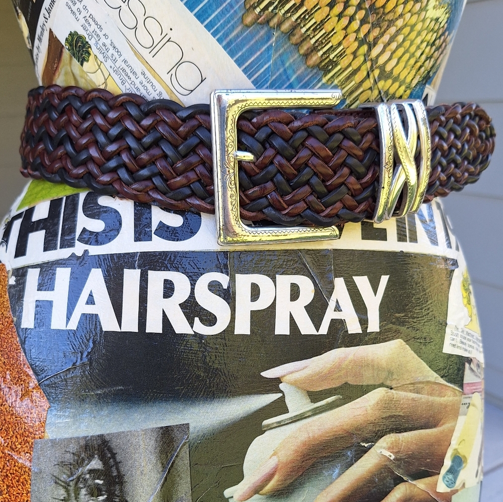 Brighton Dark Brown and Gold Braided Belt